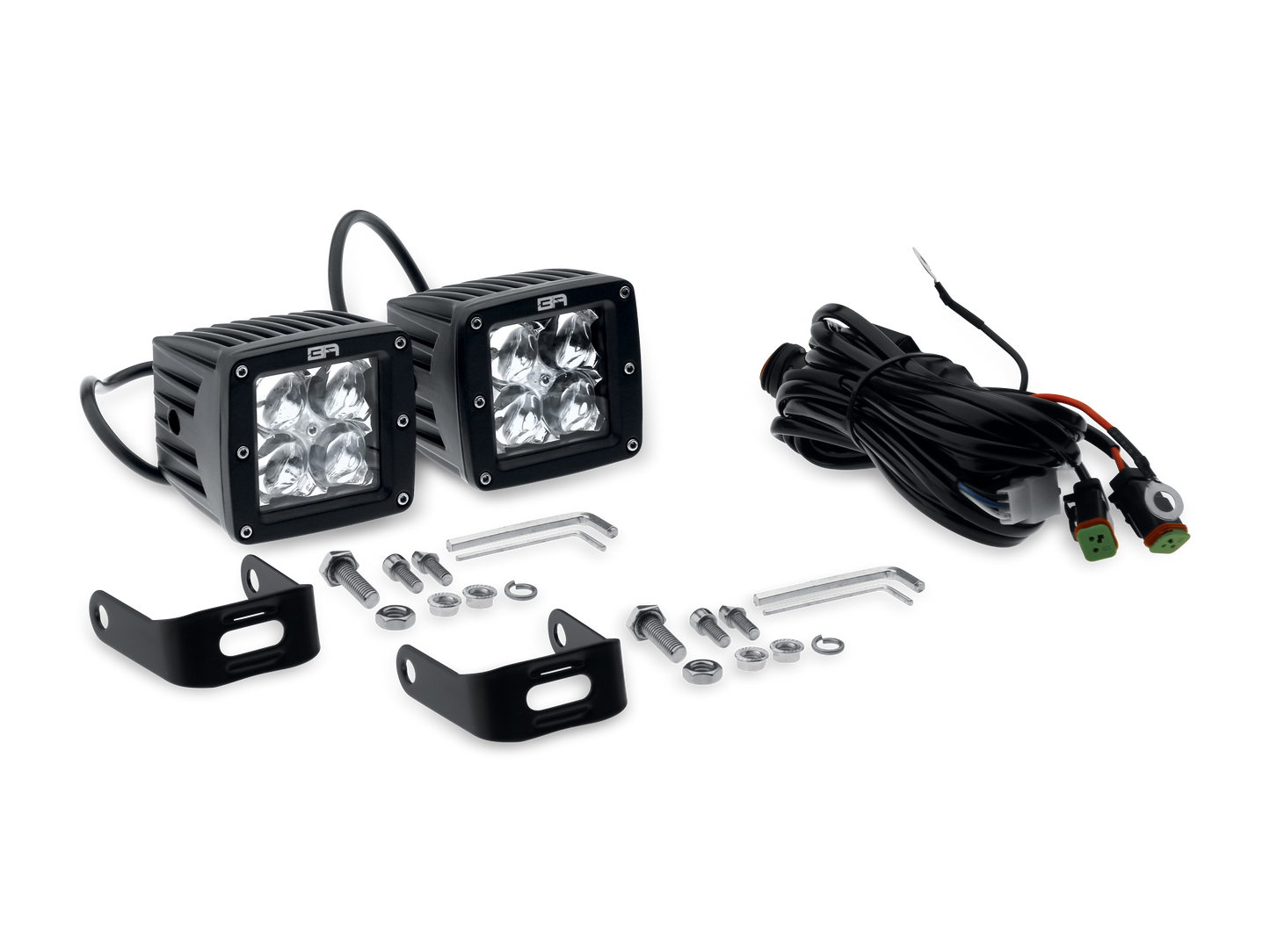 Cube Led Light Spot Pair With Wire Harness