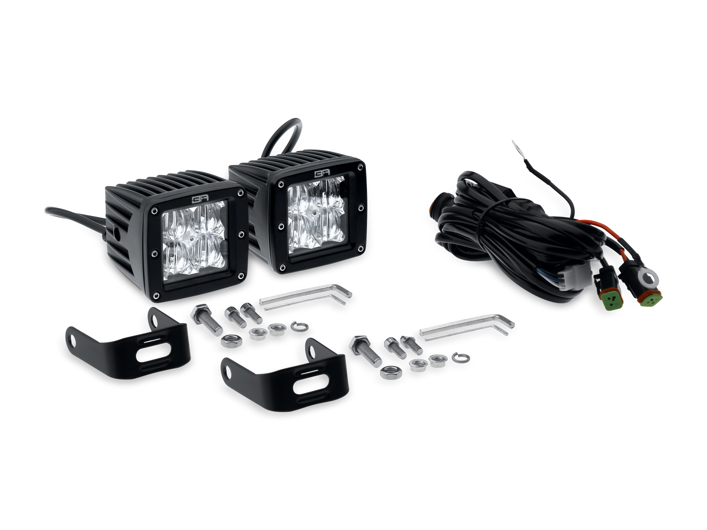Cube Led Light Flood Pair With Wire Harness