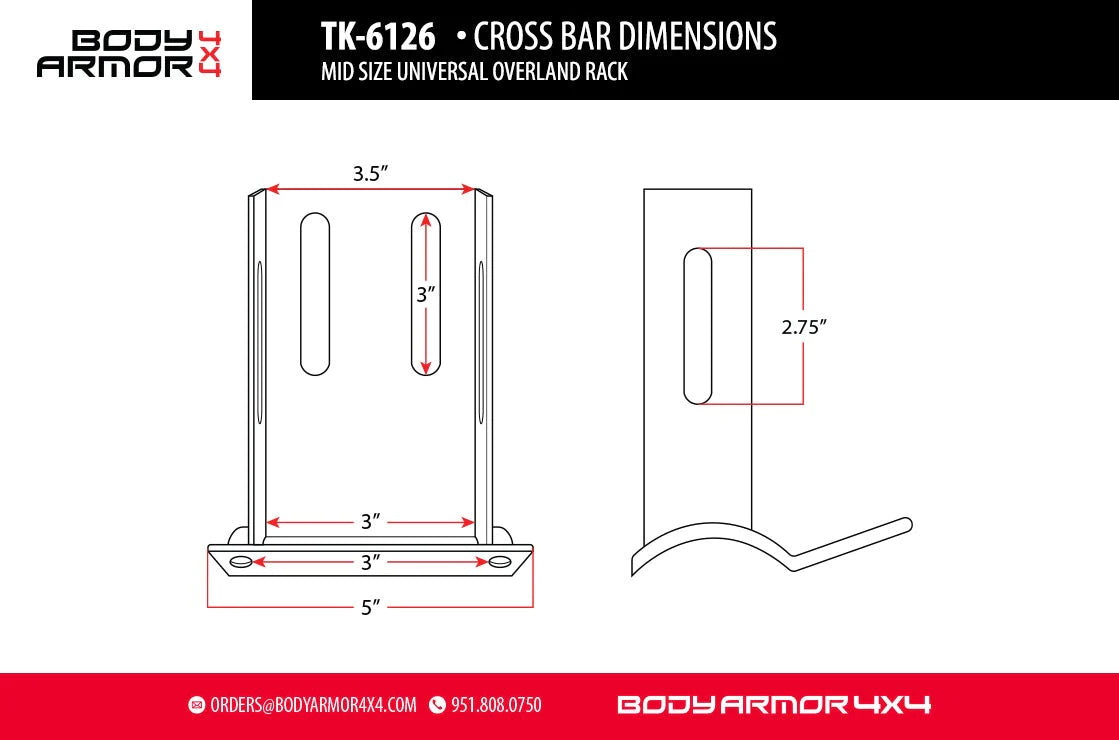 Barres transversales universelles pour rack Overland pour TK-6126 (taille moyenne)
